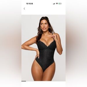 Fabletics - Smoothing Black Lace Bodysuit